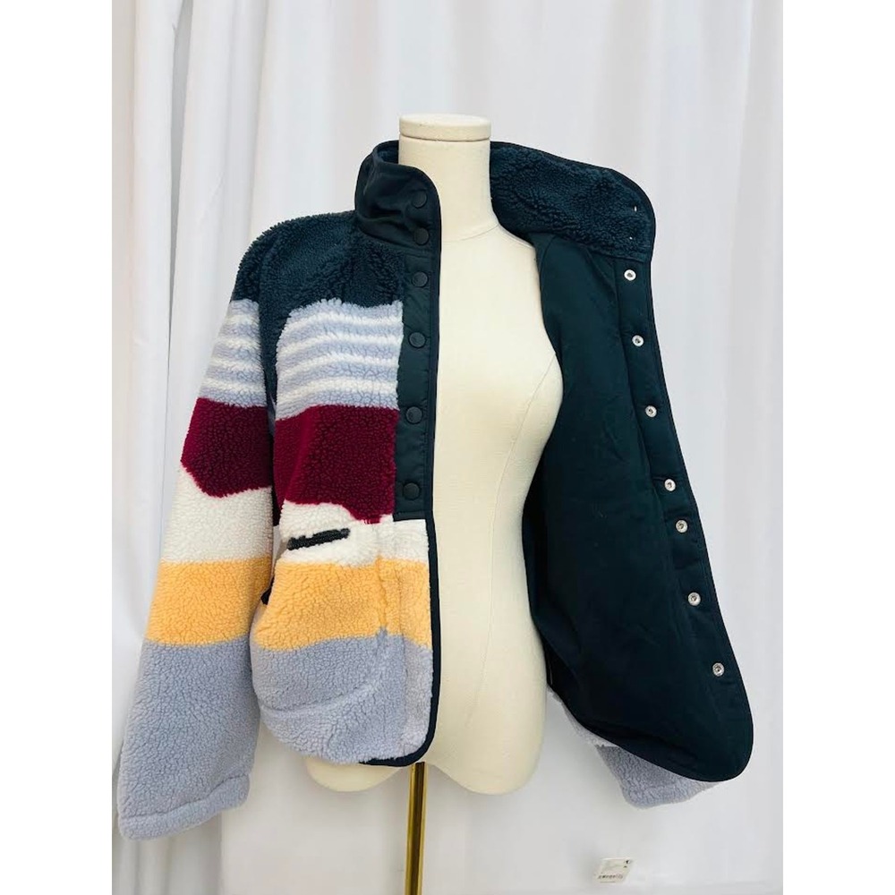 NWT! Free People Hit The Slopes Printed Fleece Jacket Run Stripe SM - Picture 2 of 10